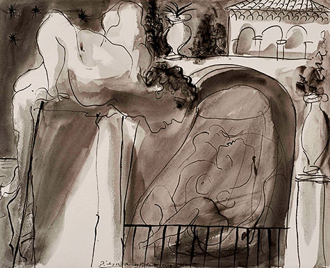 Pablo Picasso: Le voyeur (1933) TEFAF Maastricht 2018 -- (Alom-Zakaim-Fine-Art)