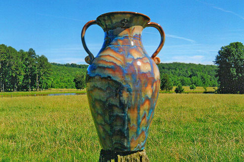 Windsong-Pottery---rainbow-glaze-vase