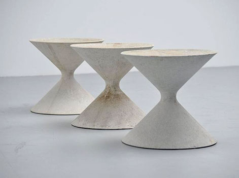 Willy Guhl Anton Bee Diabolo Planters, Switzerland, 1950--cellulose infused fiber cement--24inches
