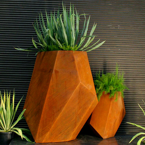 Corten steel shard-planters---large-pots