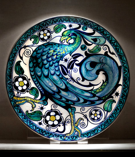 Piatto-con-pavone (plate with peacock) -- Galileo-Chini