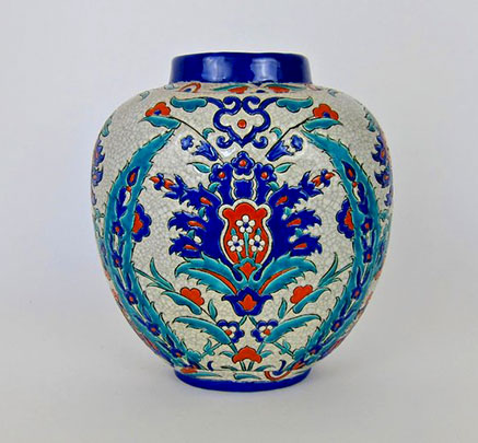 Boch Freres Keramic Art Deco Vase in the Iznik Style 