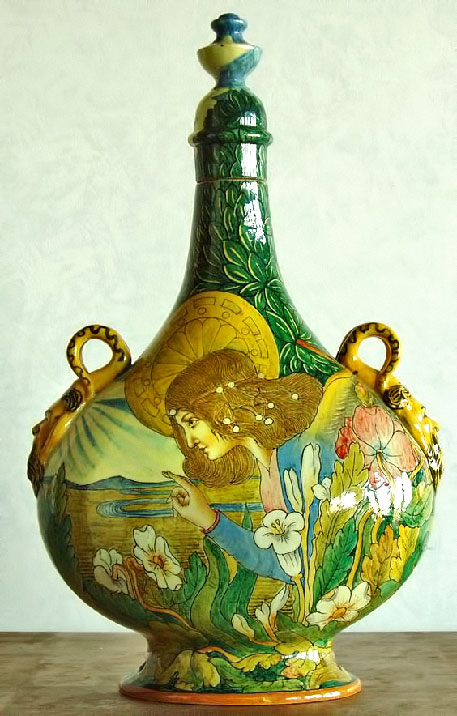 Chini_Ginori style Botticelli flask