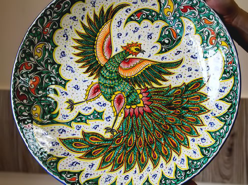 Colorful Bird of Happiness plate -- Uzbekistan