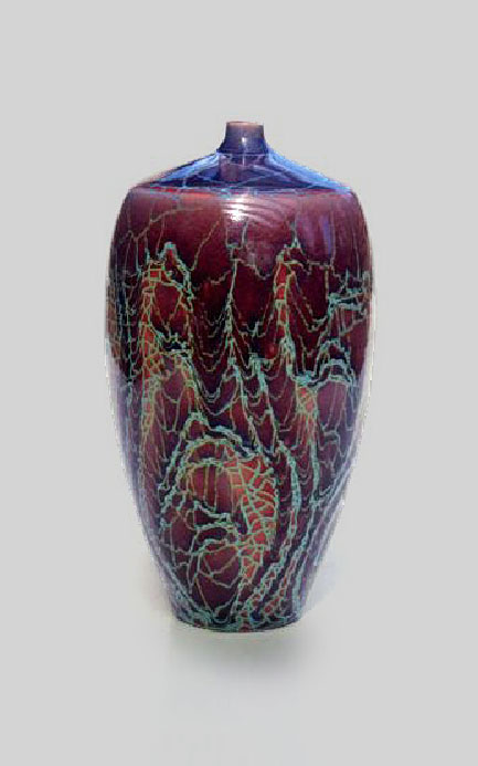 Maroon crackle-glaze-Vase---Rupert Andrews