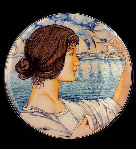 Galileo-Chini-women next to lake---plate