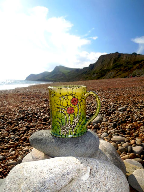 Handmade ceramic Yellow Garden mug--Rupert Andrews