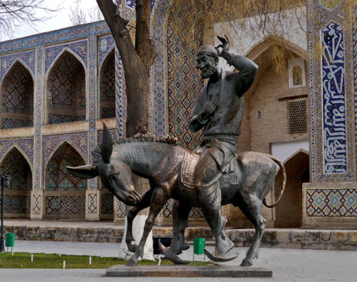Nasrudin Khodja riding his donkey