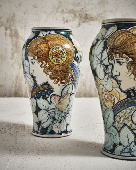 Pre Raphaelite Ladies vases -- Galileo-Chini