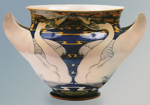 Galileo Chini swan vase