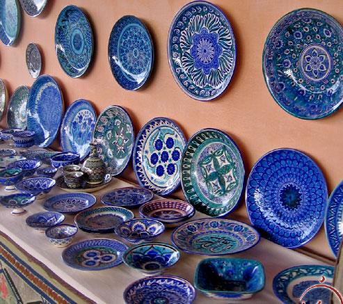 Rustam Usmanov ceramic azure/turquoise plates