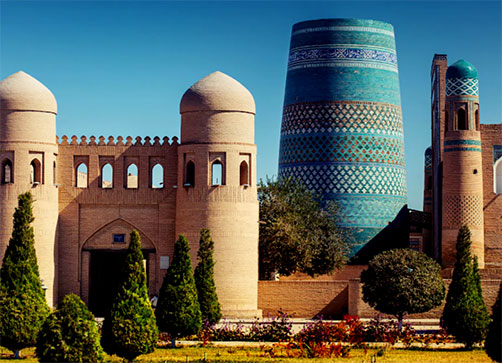 The Kalta Minar turquoise Minaret, Khiva, Uzbekistan