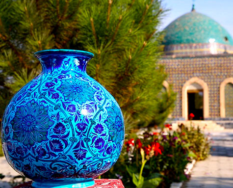 Rich turquoise and blue glazed ceramic vase