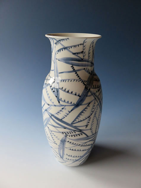 Porcelain vase with gum leaf decoration