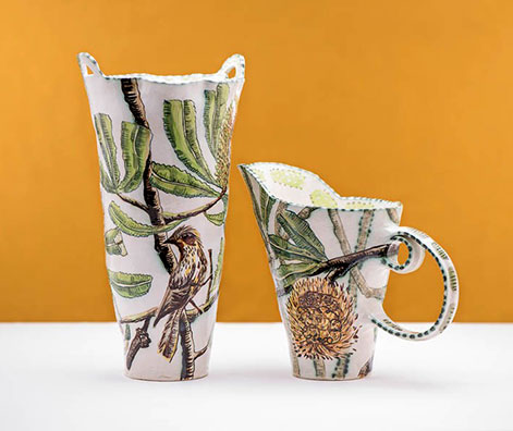 Aussie botanical vase and jug - Fiona Hiscock
