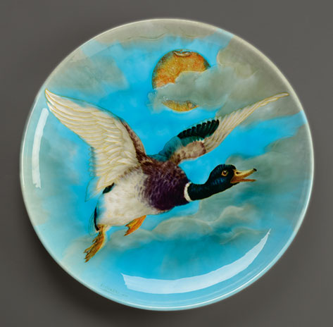 Duck plate -- Theodore-Deck-(1823-1891)-and-Ernest-CARRIERE,-decor-23inch-1890