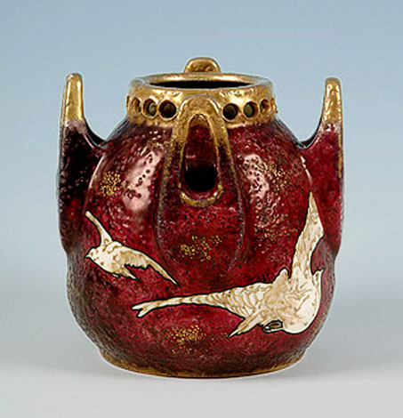 Amphora birds in flight Art Nouveau vase
