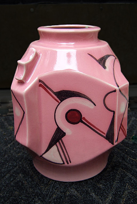 Art Deco Mauve Pink Pastel Ceramic Vase Work market Productio