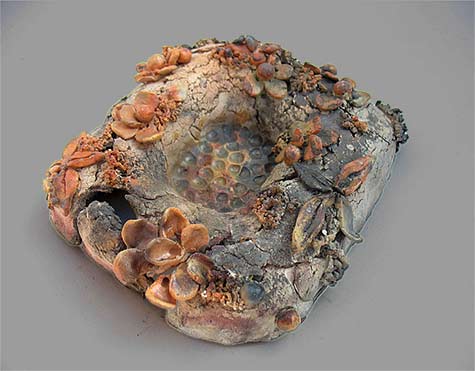 Earth Vessel 1---Pit Fired Clay---Tundra of Chugiak. Vicki Gubter