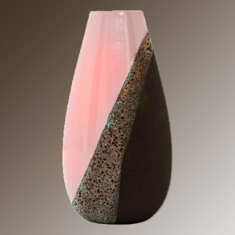 Ettore Sottsass Bitossi Ceramic Vase Pink Matte Black Signed, Italy, 1950s