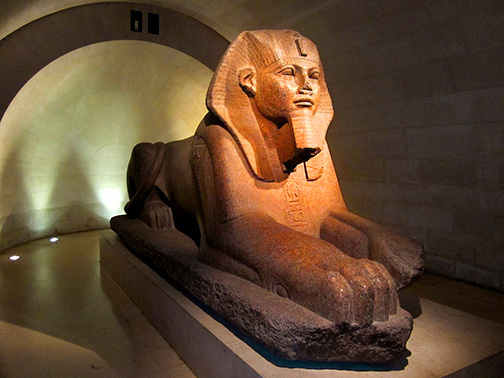 Sphinx Sculpture from Tanis, in Pink Granite