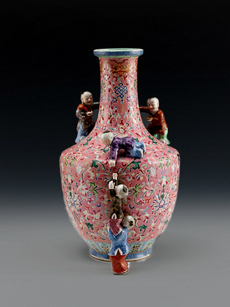 Chinese vase with relief figures