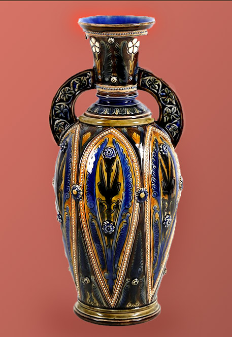 Doulton Lambeth Hispano Moresque-design-twin-handled-vase