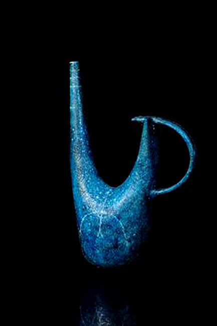 Guido Gambone; blue ceramic pitcher,-1950s