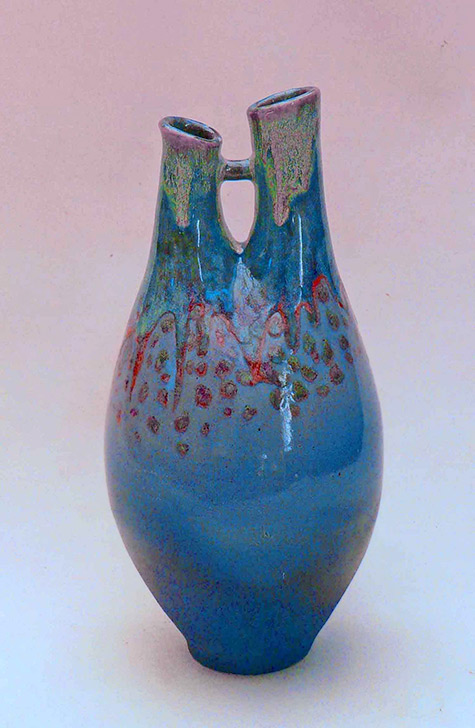 Twin spout stoneware vase - Michael Stein