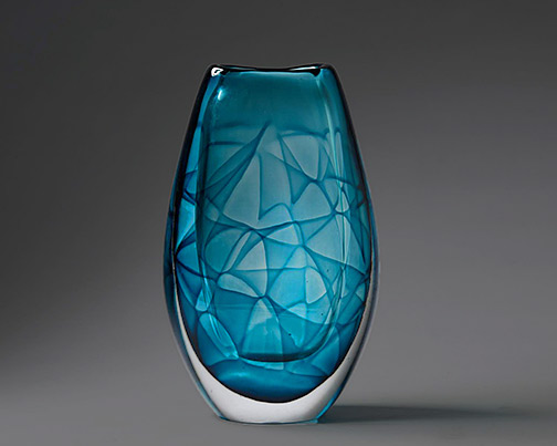 Vase, Colora. Designed by Vicke Lindstrand for Kosta, Sweden. 1950's.
