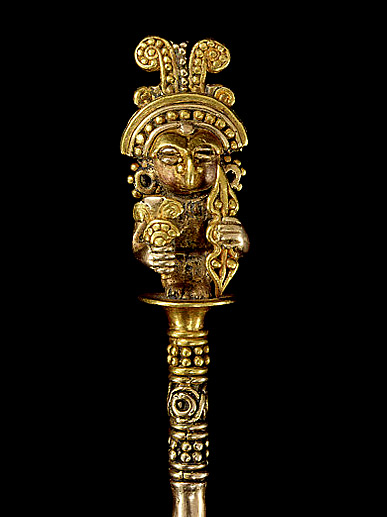Lime-Dipper-with-Anthropomorphic-Finial-,100-BC-AD-800--Calima-Yotoco