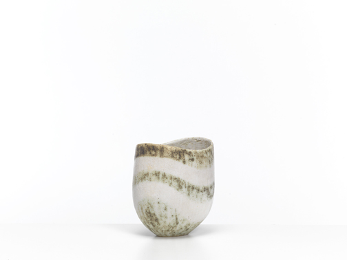 John Ward-Vessel with White and Mottled Green Banding, early 1980s