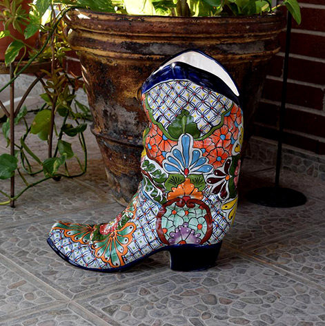 Ceramic Talavera Roper Large Western Boot