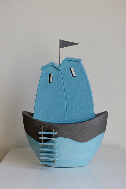 Diana-Ceramics--Ladder-Boat sculpture