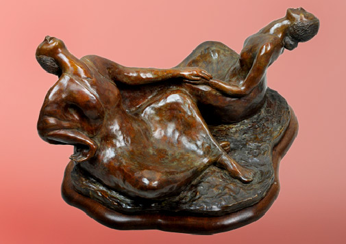 R.C-Gorman-Laughing Sisters bronze sculpture