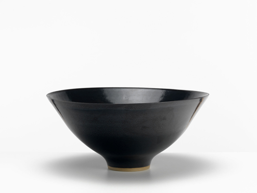 Lucie Rie-footed bowl-Stoneware and mirror-black glaze, 10.2 x 21.6 cm 1970's