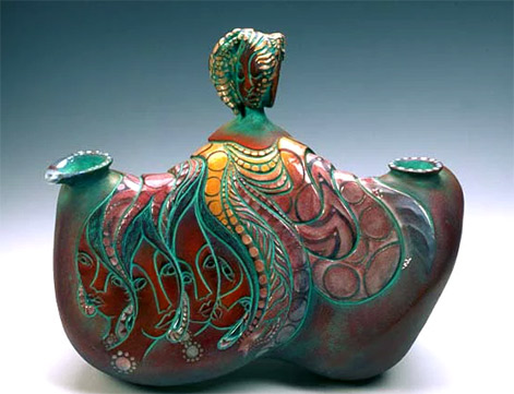 Duena De la Olla-Nora Pineda Hand Built Ceramic Sculpture