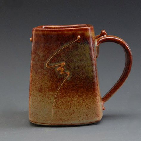 Handmade Stoneware Pottery Square Mug Earthtones by MarksPottery-etsy