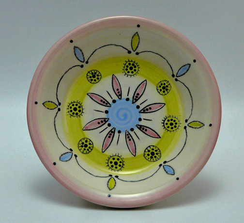 Pink Rim Shallow Dish-The Tudor House Gallery