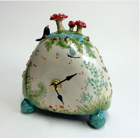 'In the woods' ceramic clock ---- Stacey Nanser-Knight