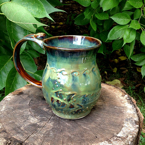 Sea Green Kraken Large Pottery Mug