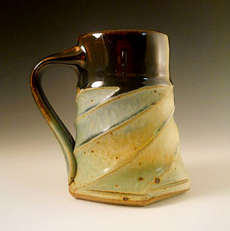 Twisty Faceted Mug---Dark-Brown---Winchester-Pottery