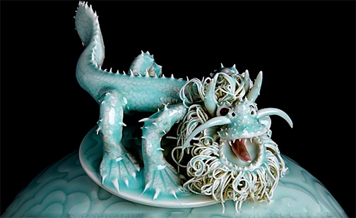 Jade green porcelain dragon--Cliff Lee