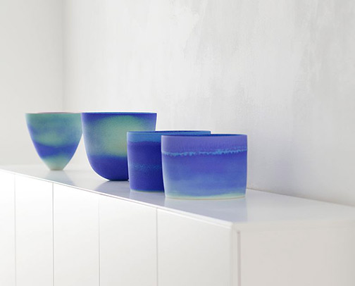 Antonino-Spoto blue green ceramic vessels