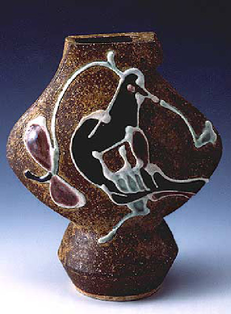 Kawai Kanjiro---Bird Flat ceramic vessel