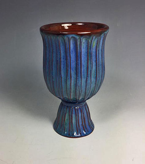 Ceramic Wine Goblet blue-turquoise--Sharon Miranda Pottery