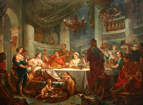 Charles-Joseph Natoire-- Le repas de Cléopâtre et de Marc-Antoine