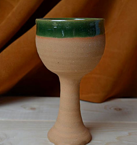Terracotta goblet with orime band on lip