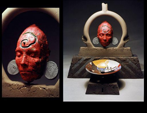 Patrick Crabb-ceramic sculpture with red face