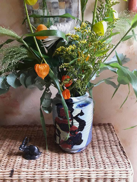 French vase with floral arrangement